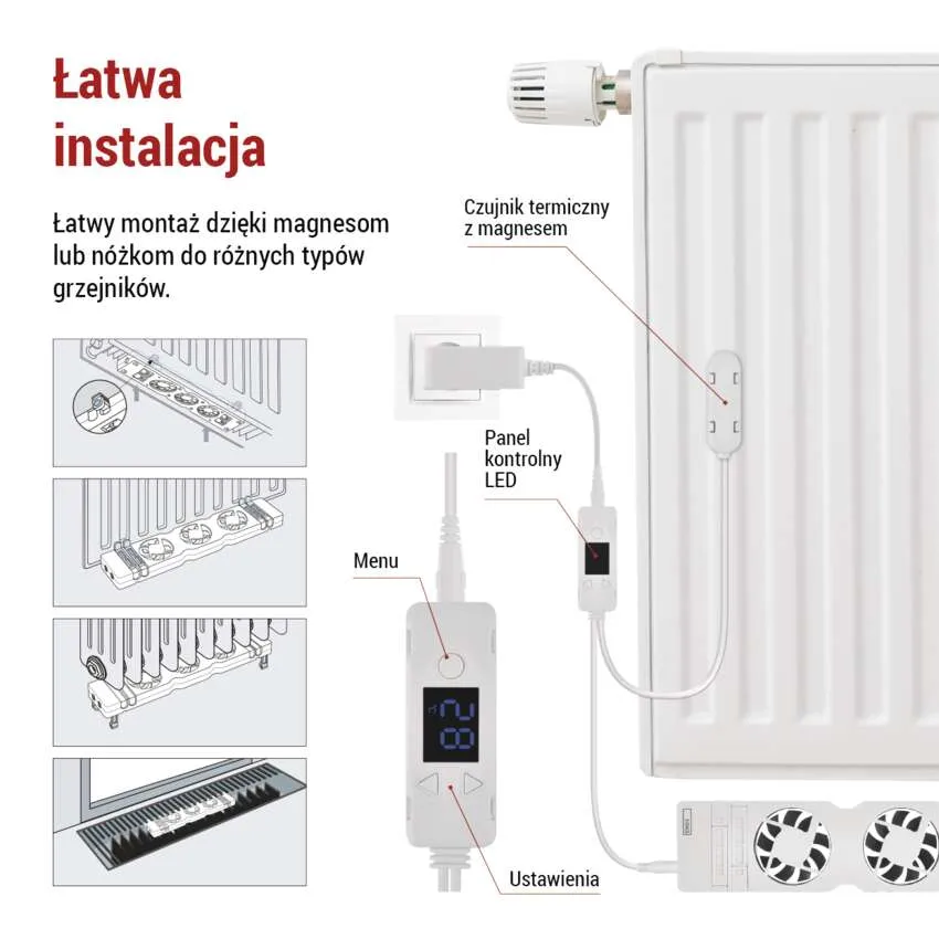 Montaż wentylatora pod grzejnik